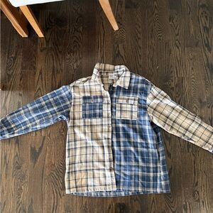 Blue and Beige Plaid Flannel
